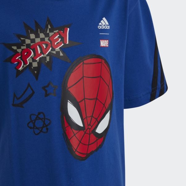 T-shirt Adidas X Marvel Spider-man Mode Bleu Royal