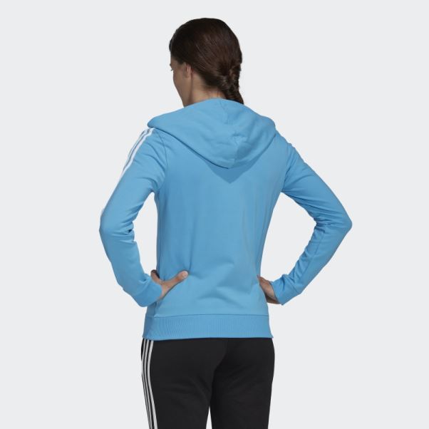 Sweat à Capuche Zippé Bleu Adidas Essentials 3-stripes