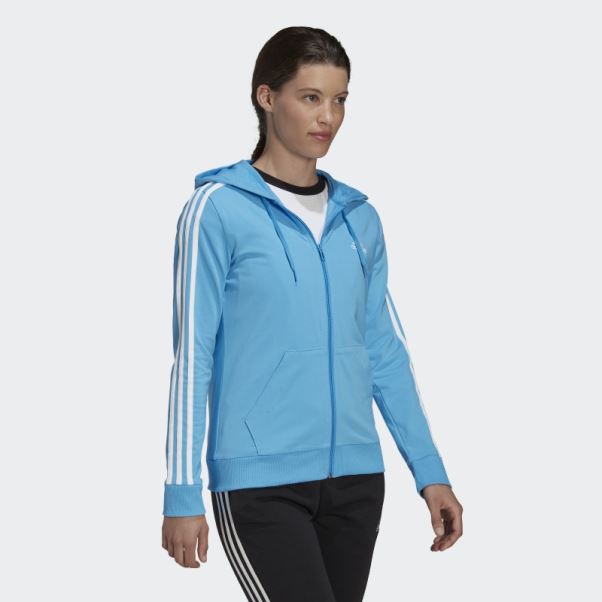 Sweat à Capuche Zippé Bleu Adidas Essentials 3-stripes