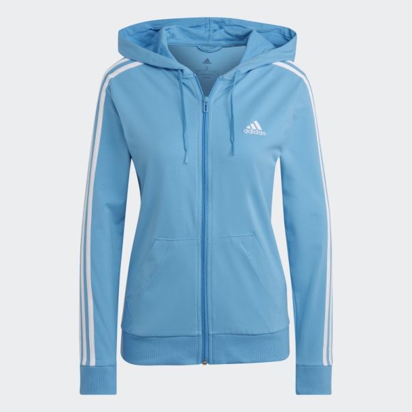 Sweat à Capuche Zippé Bleu Adidas Essentials 3-stripes