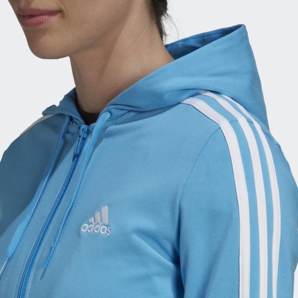 Sweat à Capuche Zippé Bleu Adidas Essentials 3-stripes