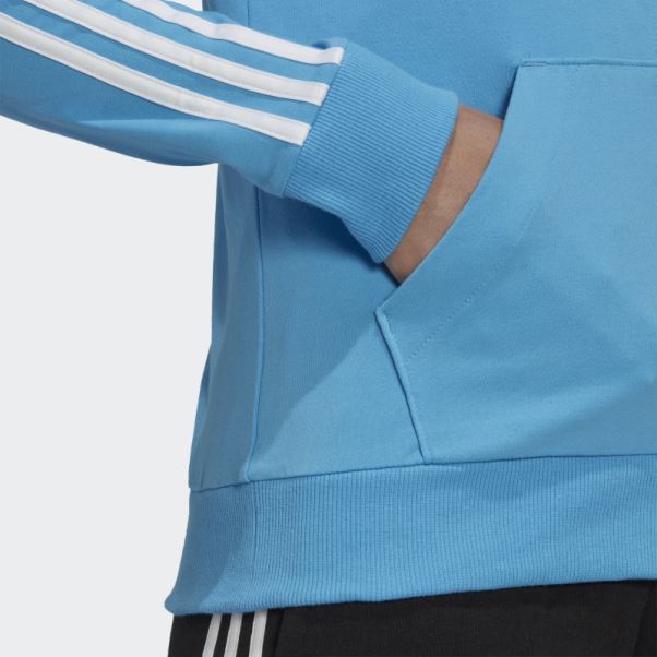 Sweat à Capuche Zippé Bleu Adidas Essentials 3-stripes