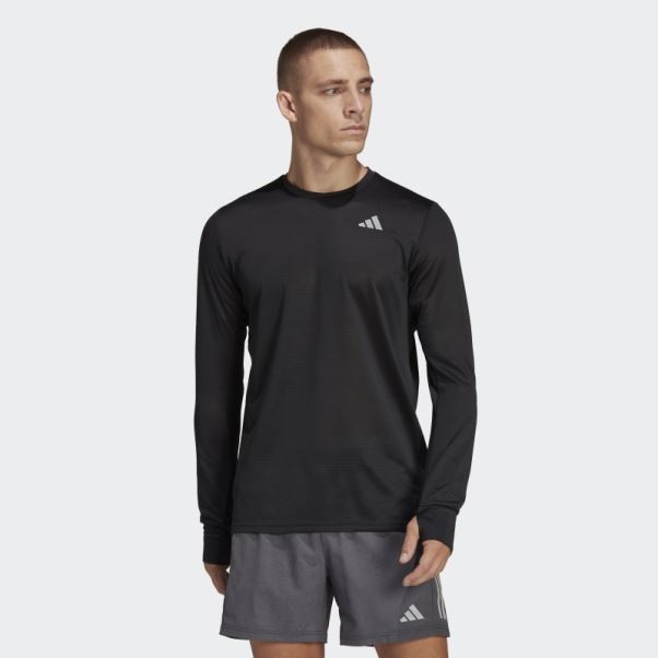 T-shirt à Manches Longues Adidas Own The Run Noir