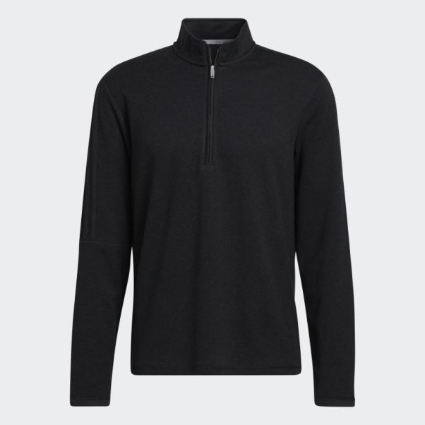 Adidas 3-stripes Pull Quart De Zip Noir Melange