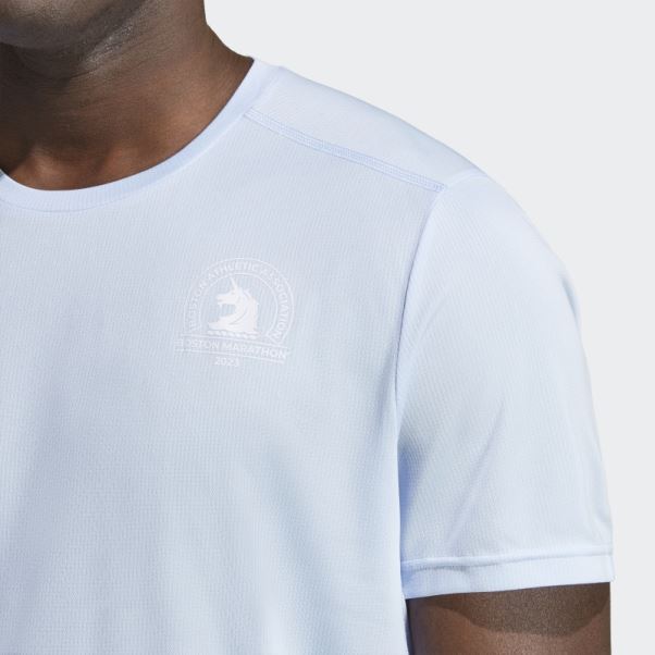 Adidas Boston Marathon Allover Print Tee Bleu Aube