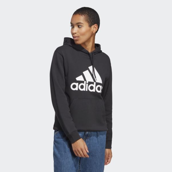 Sweat à Capuche Adidas Essentials Big Logo Regular En Tissu éponge Noir