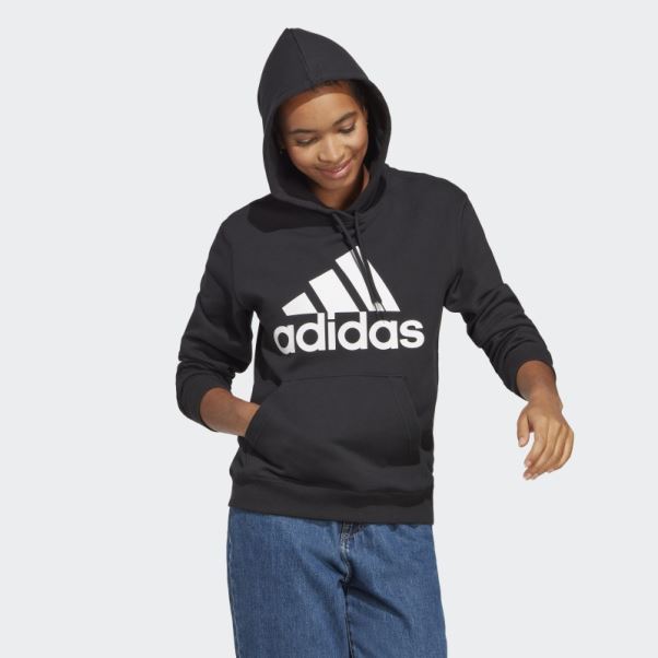 Sweat à Capuche Adidas Essentials Big Logo Regular En Tissu éponge Noir