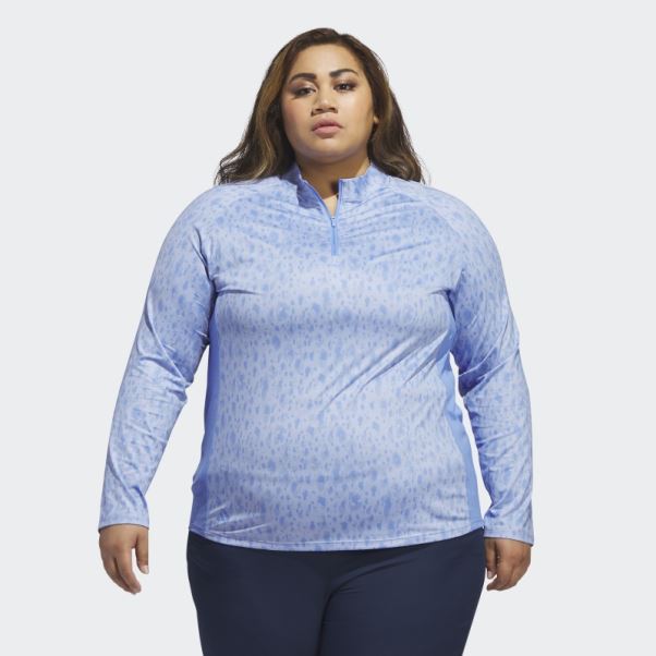 Polo De Golf à Col Montant 1/4 Zip Imprimé Adidas Ultimate365 Bleu (grande Taille)