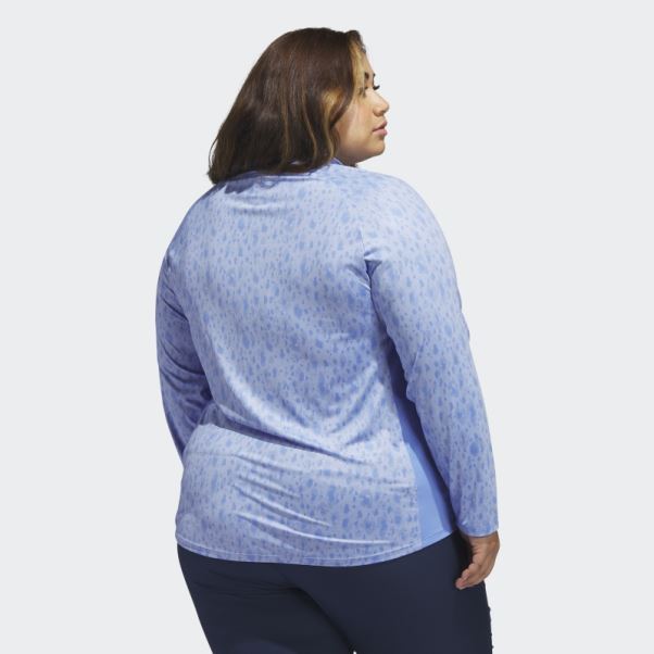 Bleu Polo De Golf Adidas Ultimate365 Imprimé Col Cheminée 1/4 Zip (grande Taille)