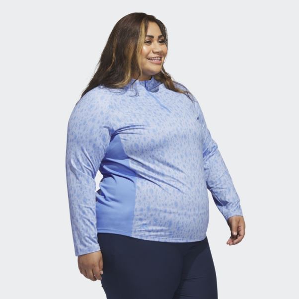 Bleu Polo De Golf Adidas Ultimate365 Imprimé Col Cheminée 1/4 Zip (grande Taille)