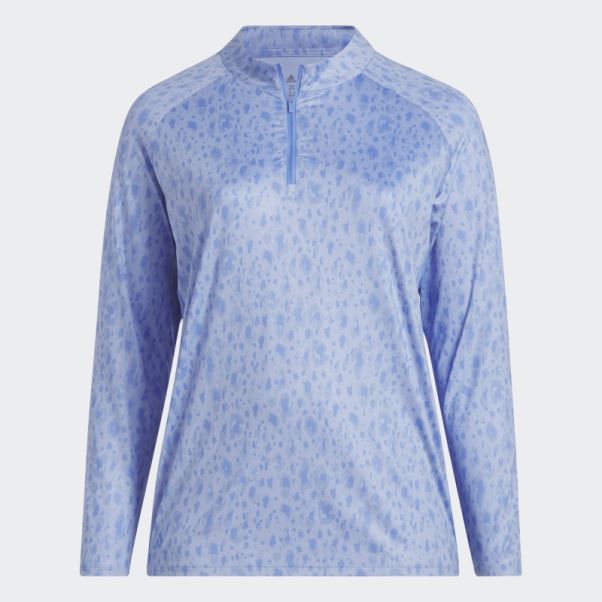 Bleu Polo De Golf Adidas Ultimate365 Imprimé Col Cheminée 1/4 Zip (grande Taille)