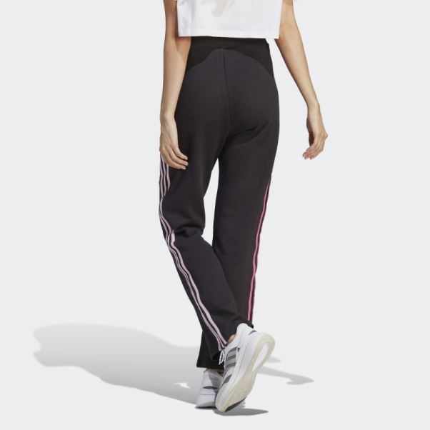 Jogging Taille Haute 3 Bandes Avec Empiècements Fleurs Chenille Noir Adidas
