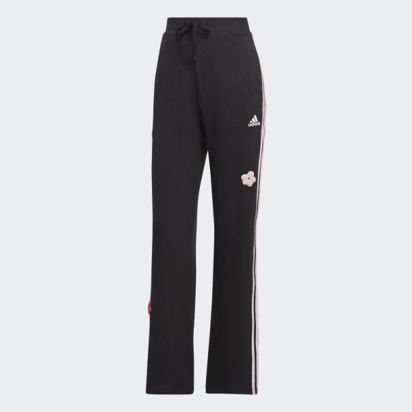 Jogging Taille Haute 3 Bandes Avec Empiècements Fleurs Chenille Noir Adidas