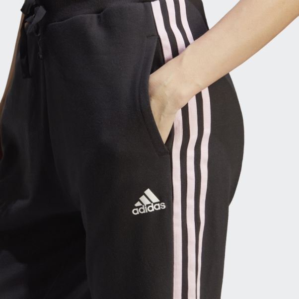 Jogging Taille Haute 3 Bandes Avec Empiècements Fleurs Chenille Noir Adidas