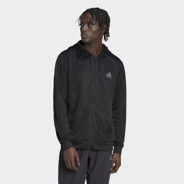Veste D'entraînement Saisonnière Adidas Train Essentials Noire Entièrement Zippée