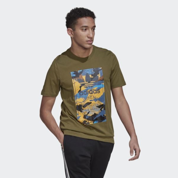 T-shirt Camouflage Graphique Adidas Olive