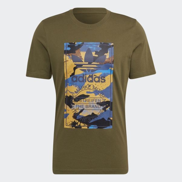 T-shirt Camouflage Graphique Adidas Olive
