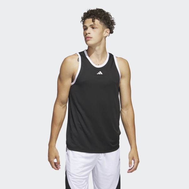 Adidas Basketball 3-stripes Débardeur Noir Chaud