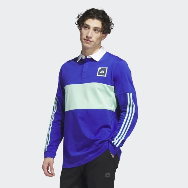 Polo De Golf Manches Longues Adicross Adidas Bleu