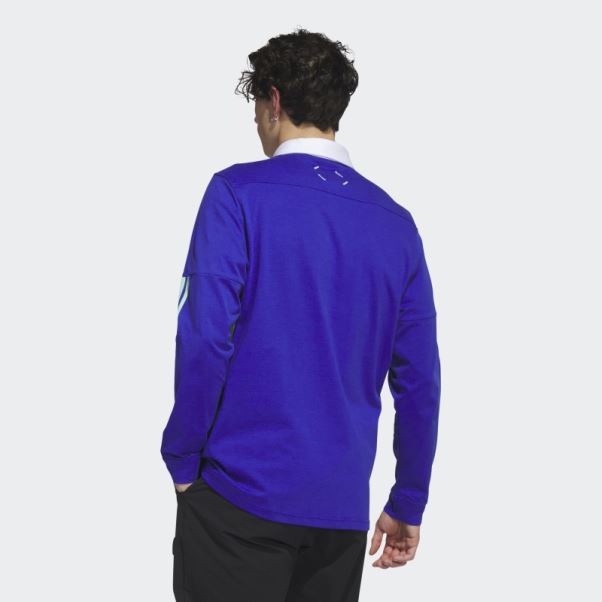 Polo De Golf Manches Longues Adicross Adidas Bleu