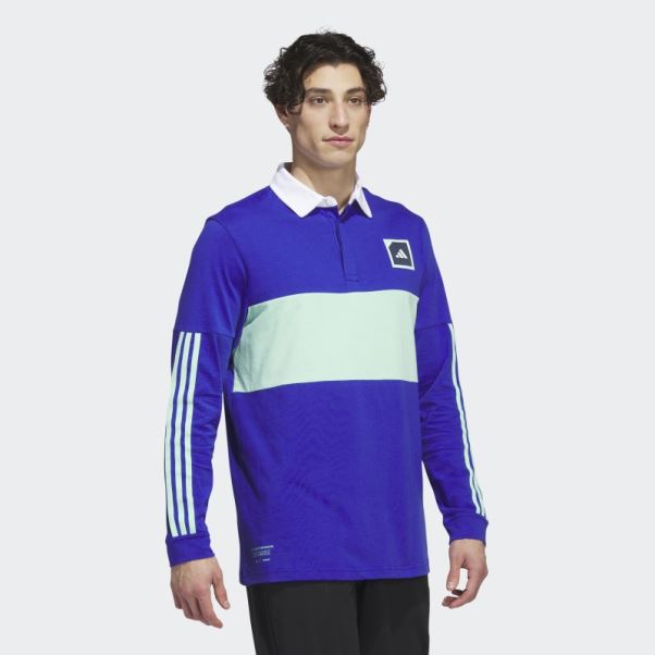 Polo De Golf Manches Longues Adicross Adidas Bleu