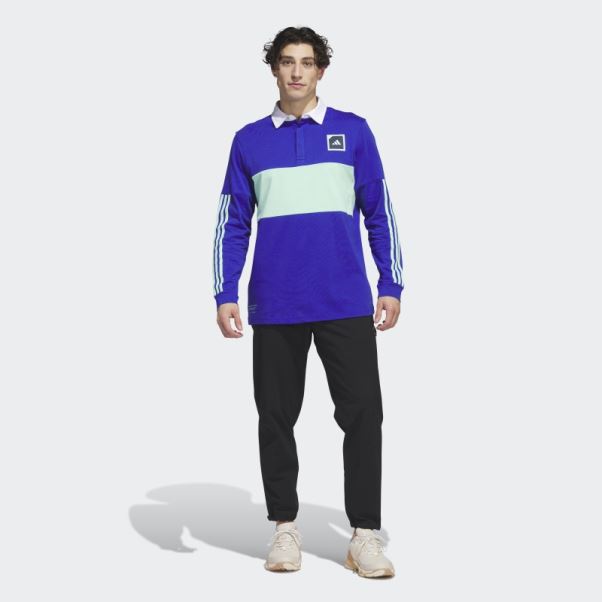Polo De Golf Manches Longues Adicross Adidas Bleu
