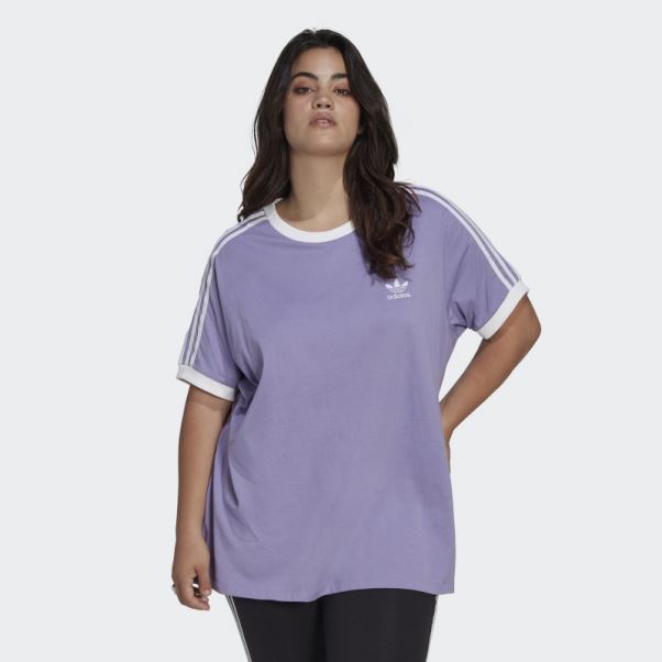 T-shirt à 3 Bandes Adidas Lilas Adicolor Classics (grande Taille)