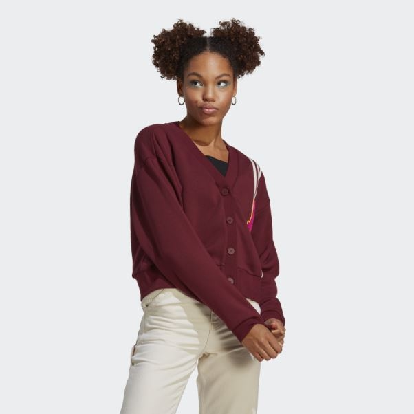 Adidas Cardigan Collégial Rouge Fashion