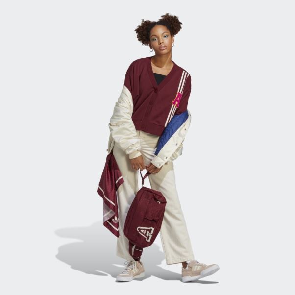 Adidas Cardigan Collégial Rouge Fashion