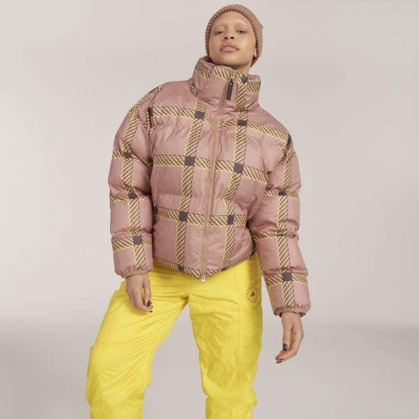 Adidas By Stella Mccartney Veste D'hiver Courte Matelassée Imprimée Camel Hot