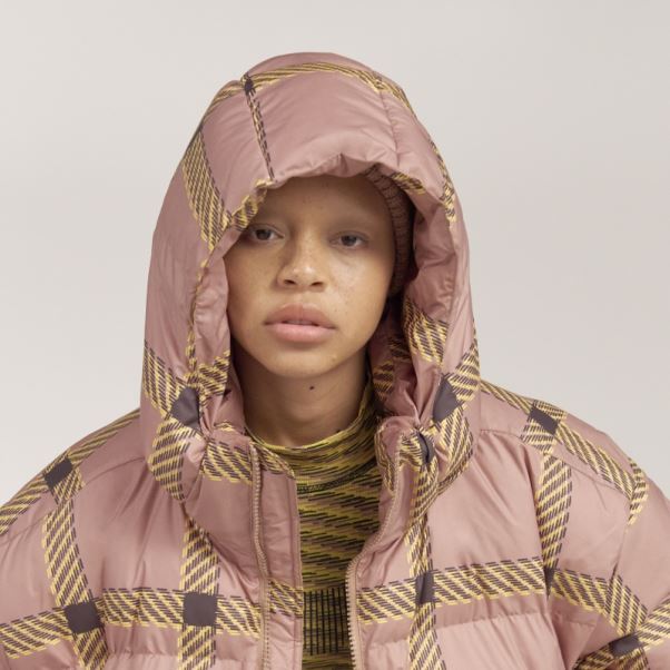 Adidas By Stella Mccartney Veste D'hiver Courte Matelassée Imprimée Camel Hot