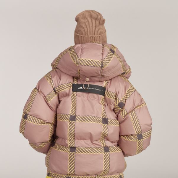 Adidas By Stella Mccartney Veste D'hiver Courte Matelassée Imprimée Camel Hot