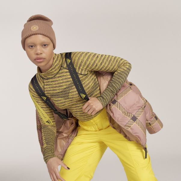Adidas By Stella Mccartney Veste D'hiver Courte Matelassée Imprimée Camel Hot