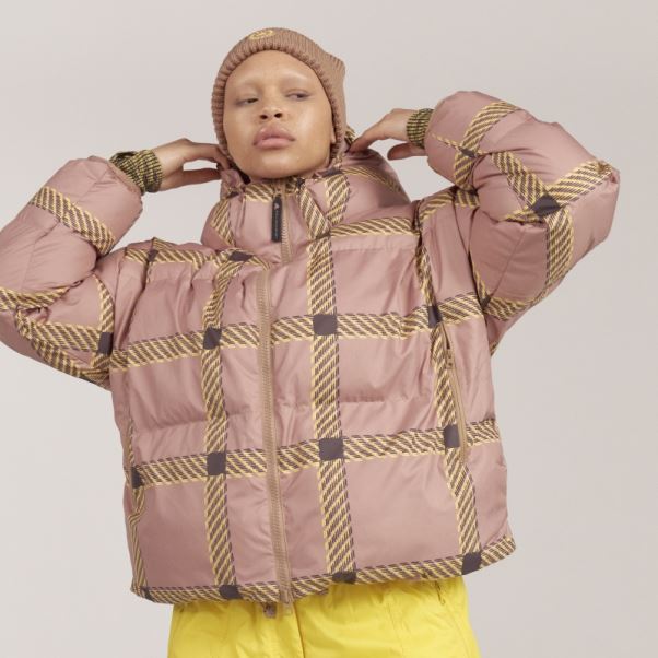 Adidas By Stella Mccartney Veste D'hiver Courte Matelassée Imprimée Camel Hot