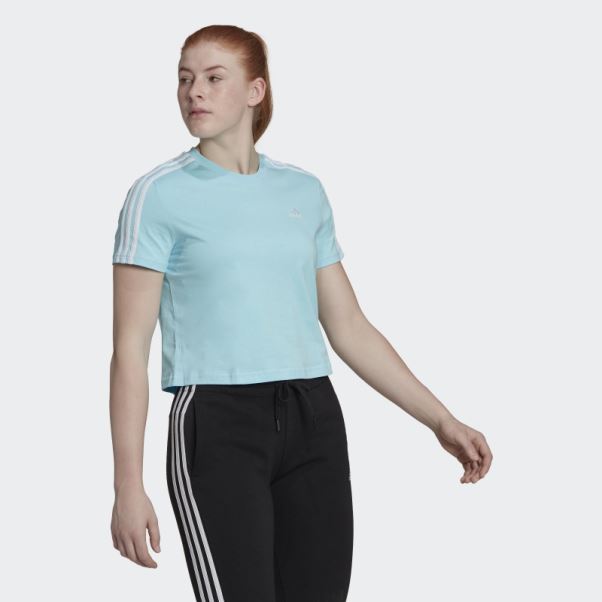 T-shirt Court Ample à 3 Bandes Essentials Bleu Adidas