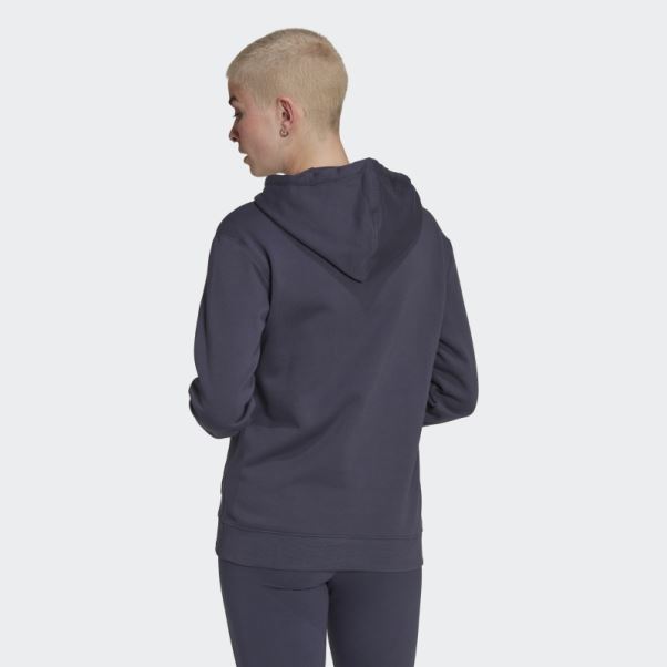 Sweat à Capuche Brodé Adidas Bleu Marine