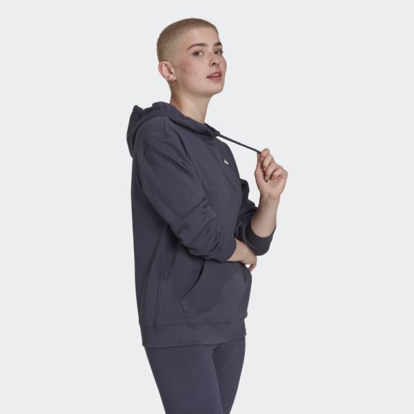 Sweat à Capuche Brodé Adidas Bleu Marine