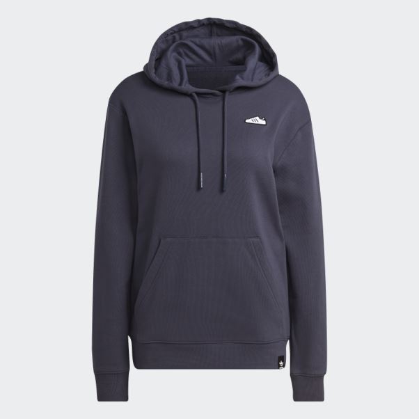 Sweat à Capuche Brodé Adidas Bleu Marine