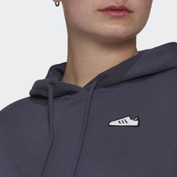 Sweat à Capuche Brodé Adidas Bleu Marine