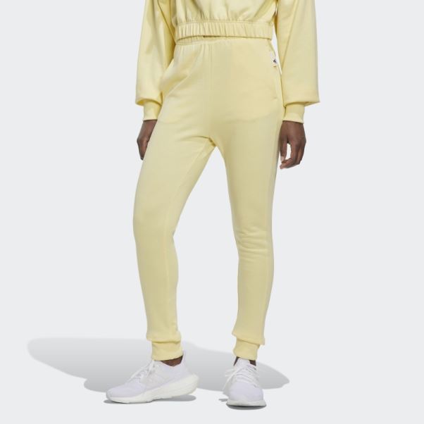 Pantalon Taille Haute Adidas Studio Lounge Jaune