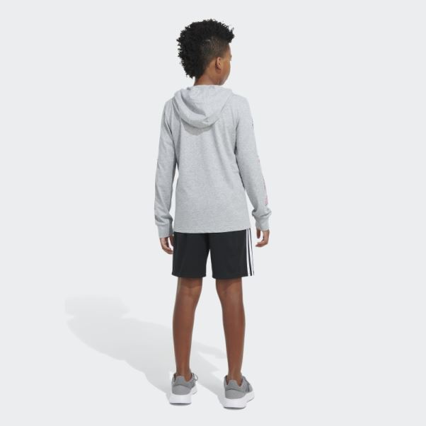 Tee Shirt Adidas Ls Hood Gris Chiné Htr Echo Brand Love