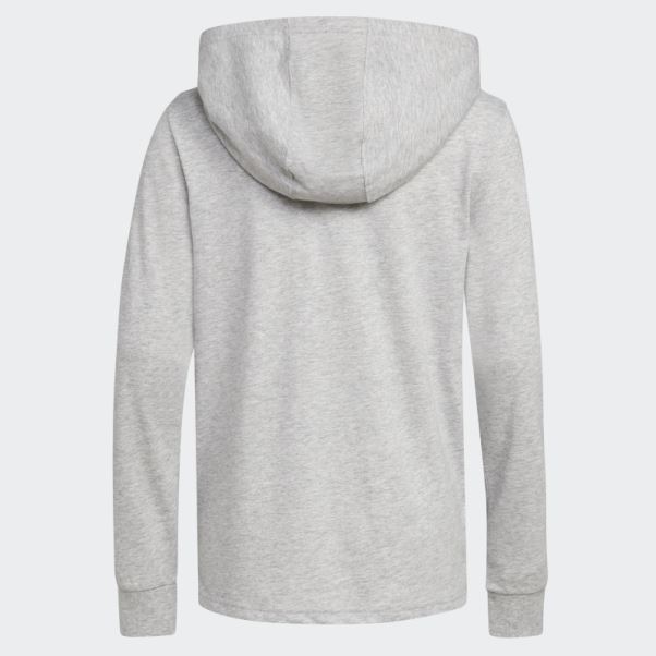 Tee Shirt Adidas Ls Hood Gris Chiné Htr Echo Brand Love