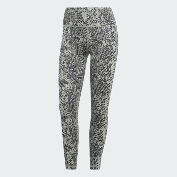 Legging Adidas Optime Stash Pocket Training Animal Print 7/8 Vert Argent