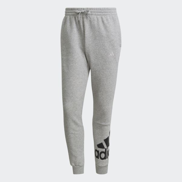 Pantalon Adidas Essentials Fleece Tapered Cuff Logo Gris Moyen