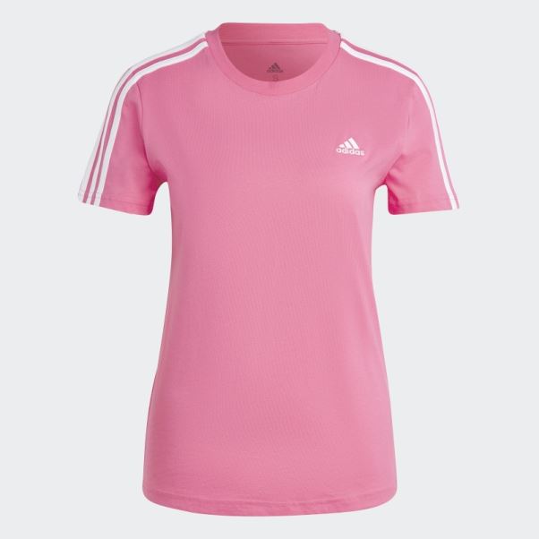 T-shirt Slim à 3 Bandes Essentials Magenta Adidas