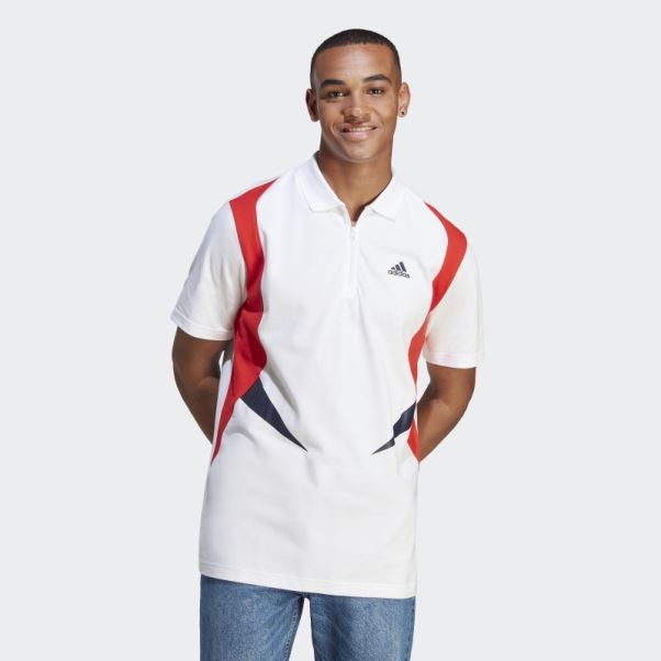 Polo Color Block T-shirt Adidas Blanc