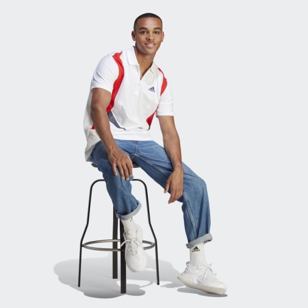 Polo Color Block T-shirt Adidas Blanc