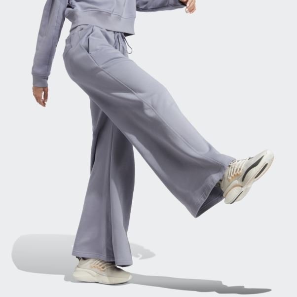 Pantalon Large En Molleton Lounge Adidas Argent Violet