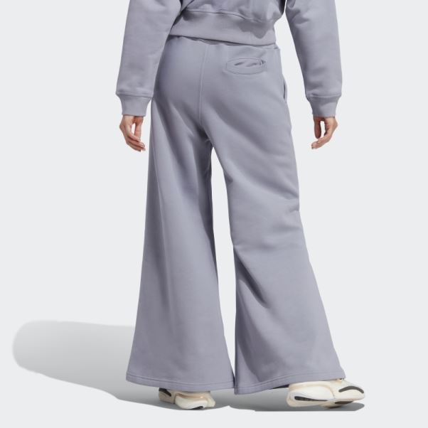 Pantalon Large En Polaire Lounge Argent Violet Adidas