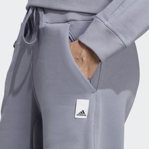 Pantalon Large En Polaire Lounge Argent Violet Adidas